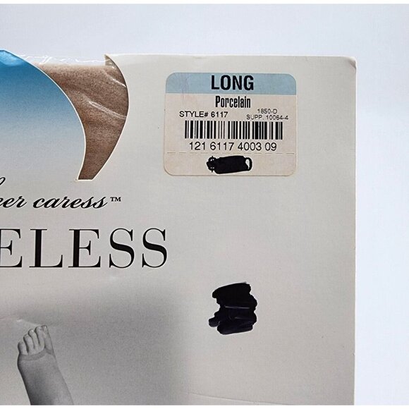 x2 JC Penney Sheer Caress Control Top Toeless Pantyhose Porcelain Size Long - Picture 8 of 9
